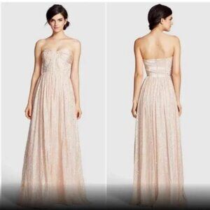 Erin Fetherston Coralie Sweetheart Neckline Gown Blush Pink Gold Leopard Print 2